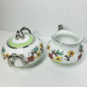 VTG,PM,Moschendorf Bavaria Handpainted Sugar and Creamer  set.